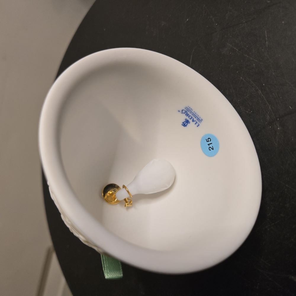 Elegant Lladro 1992 Christmas Ceramic Bell with Ribbon Accent - Picture 8 of 9